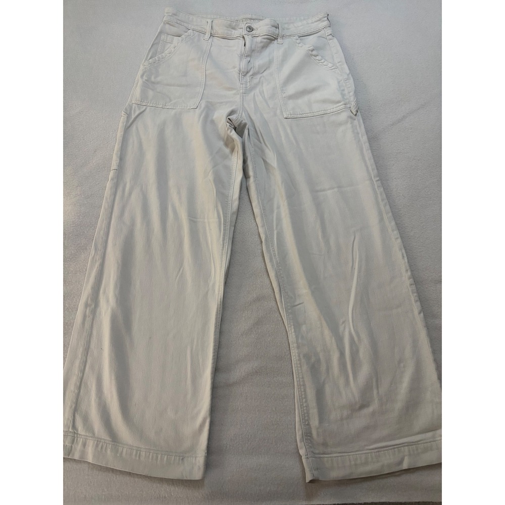 American Eagle Mens Carpenter Pants 34x29 Wide Leg Stretch Off White Utility